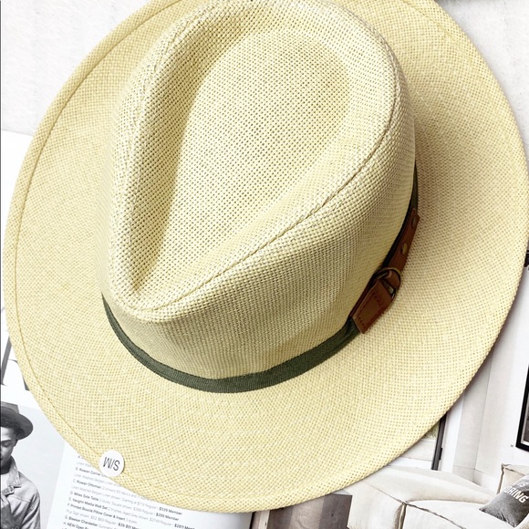 NWT Beautiful Fedora Straw Hat Gray/Brown Band - Picture 5 of 8